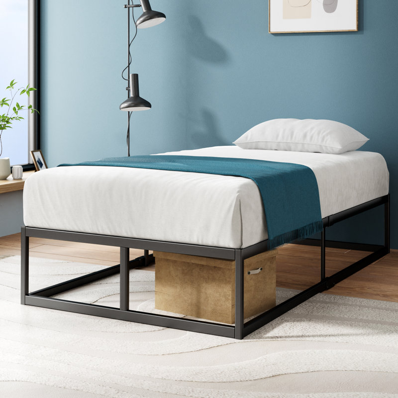 Dekker Minimal Metal Bed 35 cm High Strong Steel Support No Box Spring Needed Ample Underbed Storage Noise Free Wooden Slats Easy Assembly